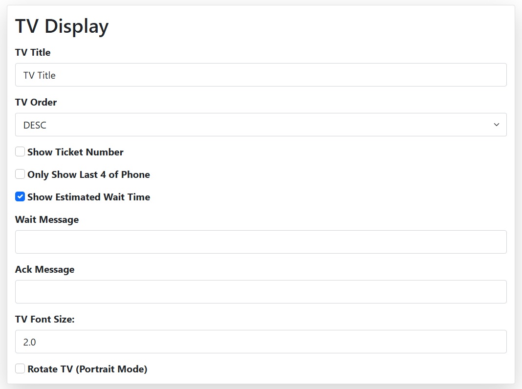 Medical Check In TV display settings